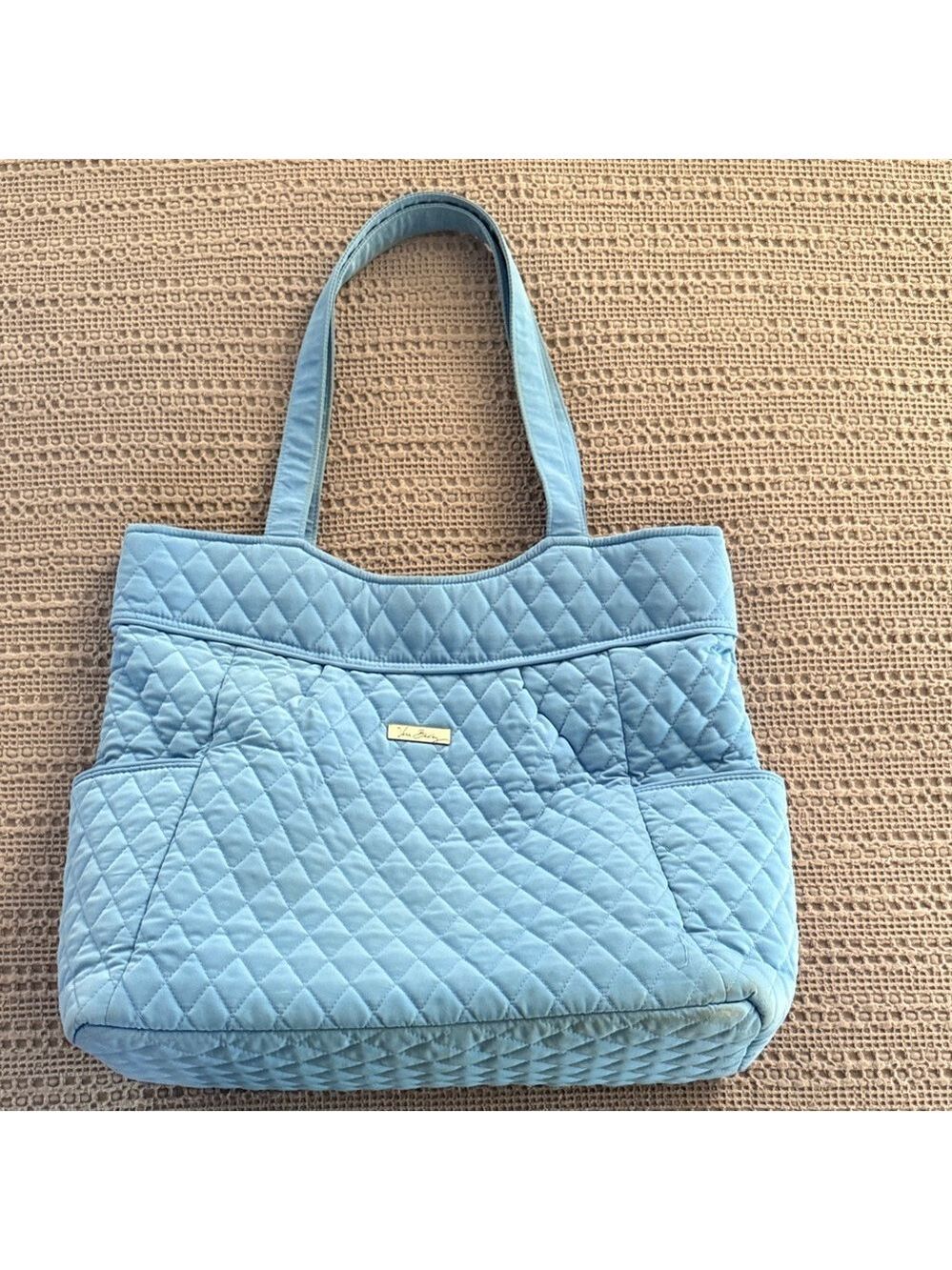 Vera Bradley Quilted Sky Blue Shoulder Tote - Picture 1 of 9